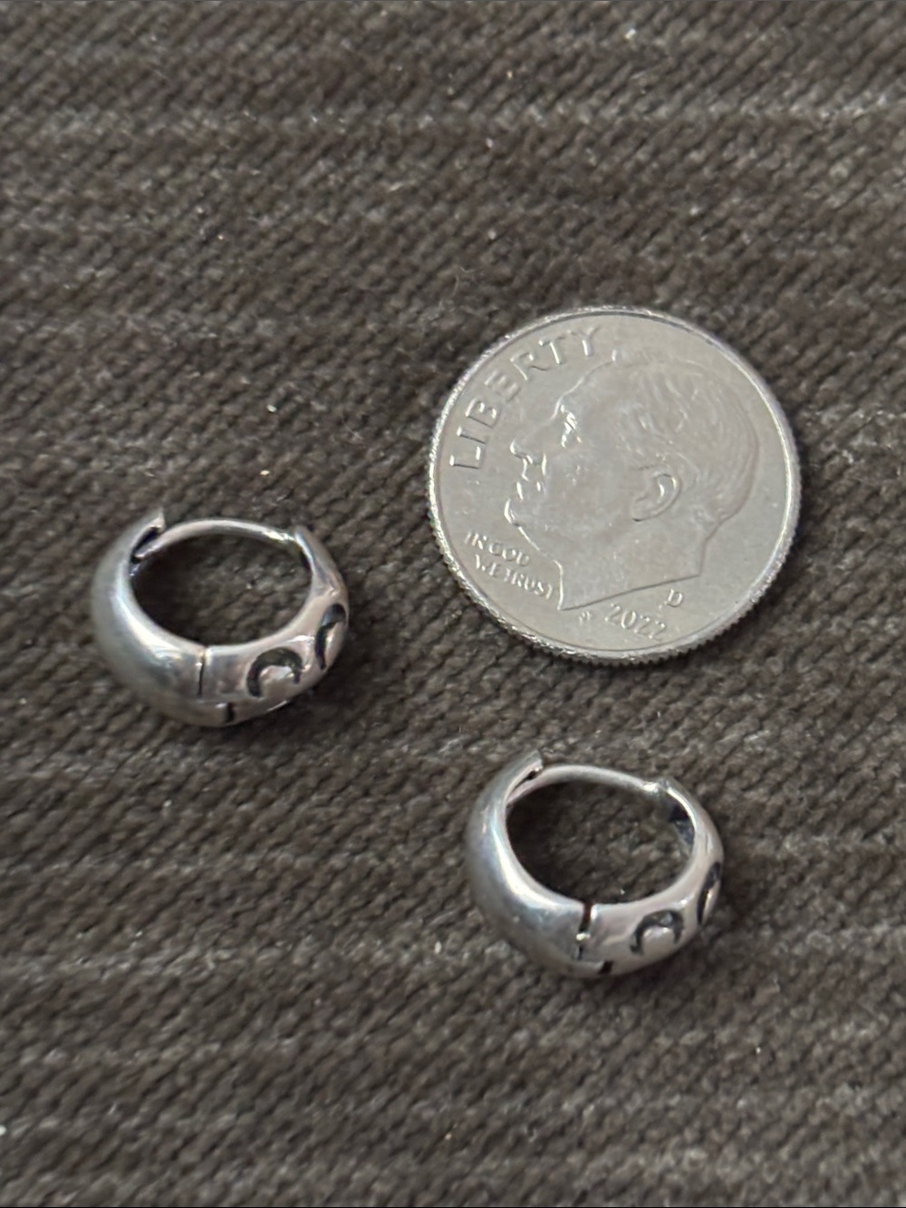 .925 Sterling Silver REVERSIBLE Crescent Moon Earrings Fine Jewelry Artisan Vntg - Picture 11 of 13